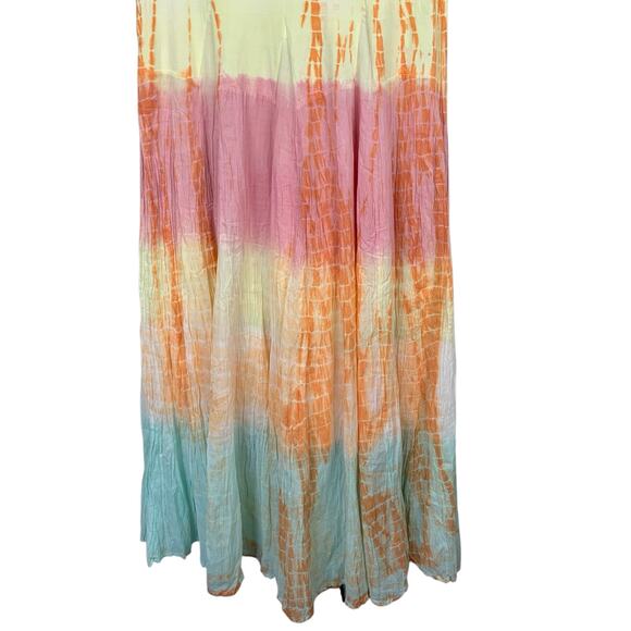 The Pyramid Collection Tie Dye Maxi Dress Sleeveless Colorful Cotton Women's L - Picture 4 of 10